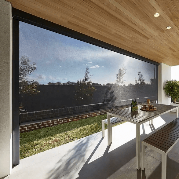 how outdoor blinds by Texas Motor Blinds look from the inside