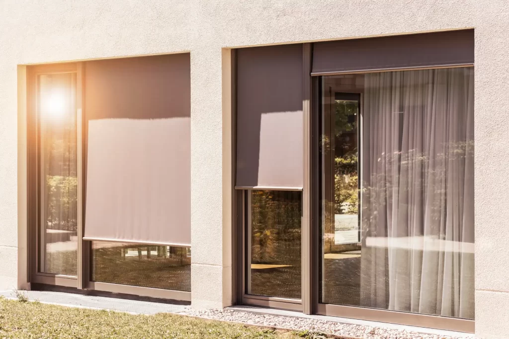 Outdoor blinds on a sunny day